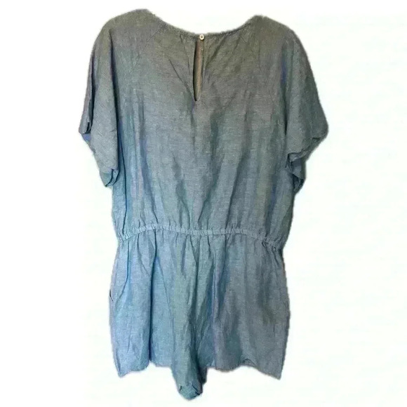 J. Crew Linen/Cotton Blend Scalloped Sleeve Romper Size Large - Picture 5 of 6